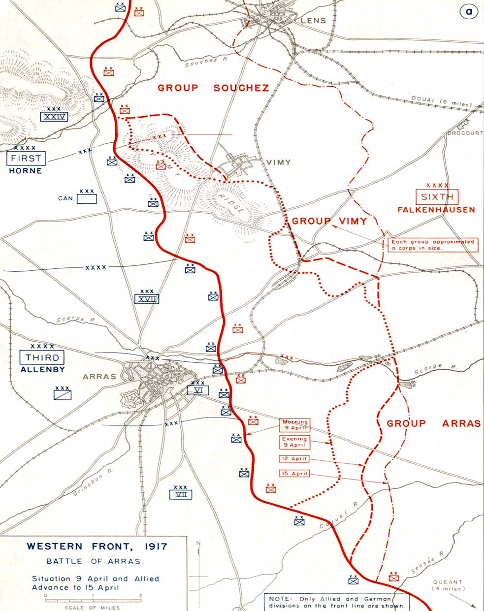 Front lines at Arras prior to the assault