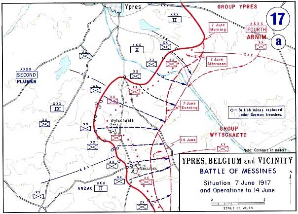 Map of the battle of Messines