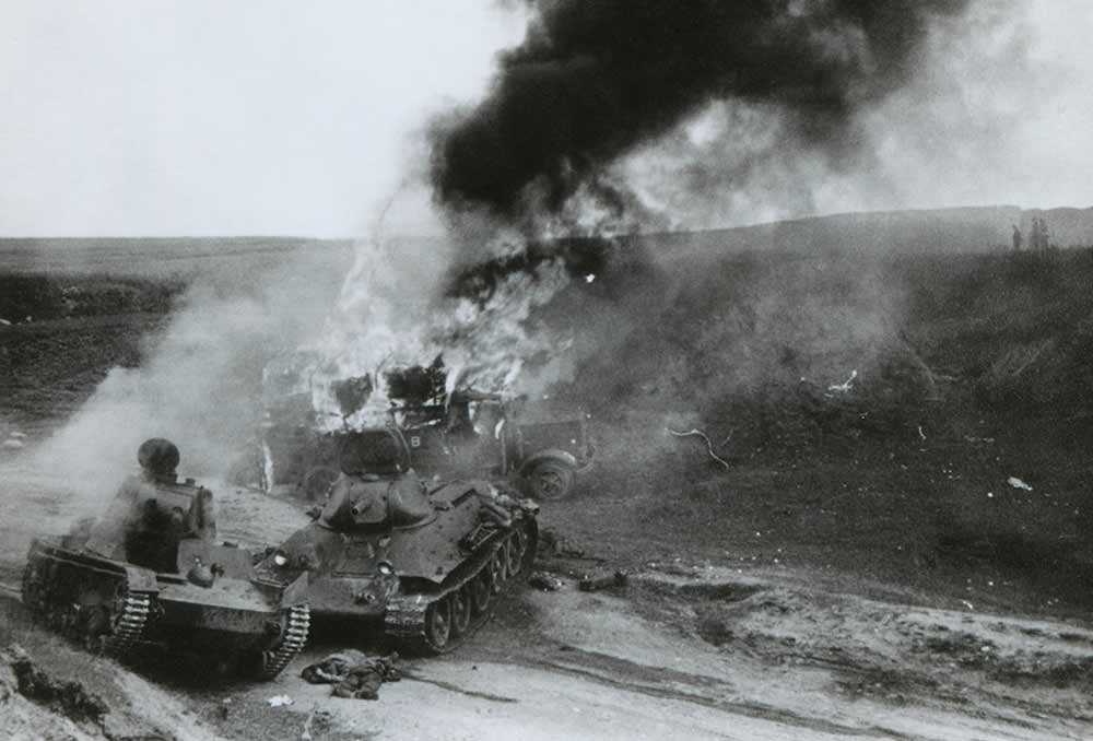 Destroyed Soviet tanks, during the German invasion of Russia