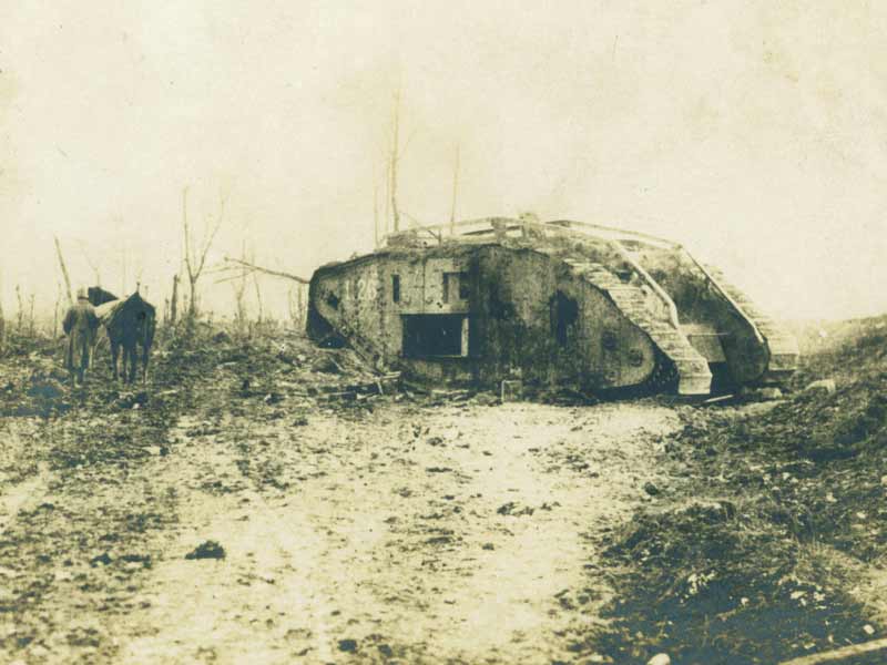 Knocked out tank at Cambrai