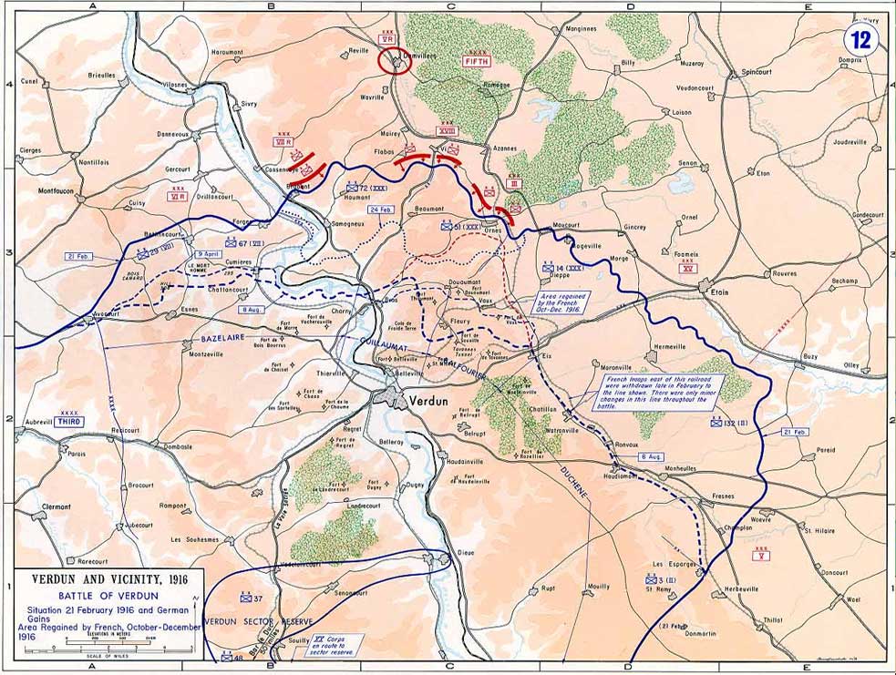 Map of the Verdun battlefield