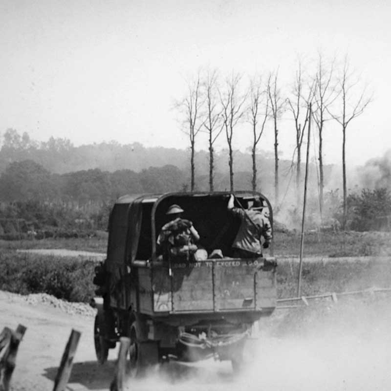 Australian truck near Hill 63 during a bombardment 