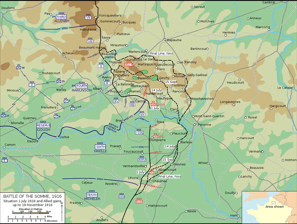 Map of the Battle of the Somme