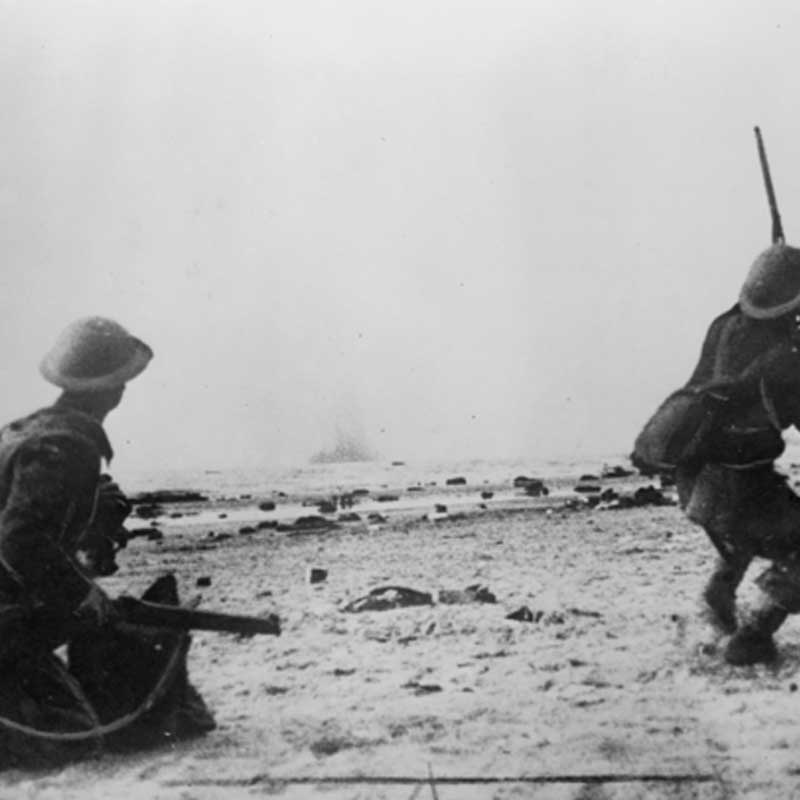 Soldiers under attack from German aircraft